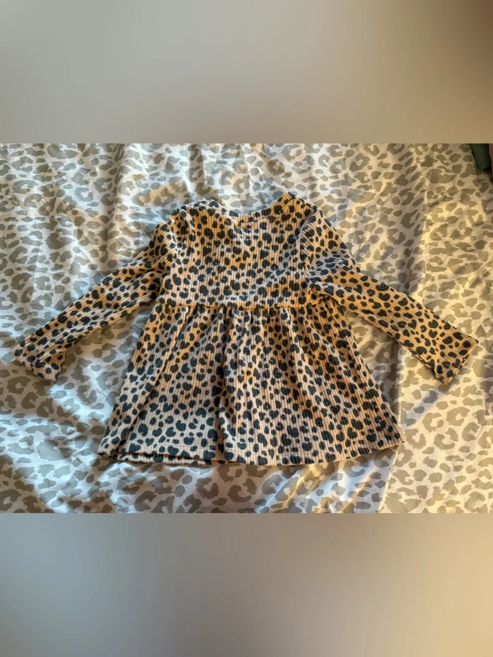 Cat & Jack Tan Leopard Print Long Sleeve Dress